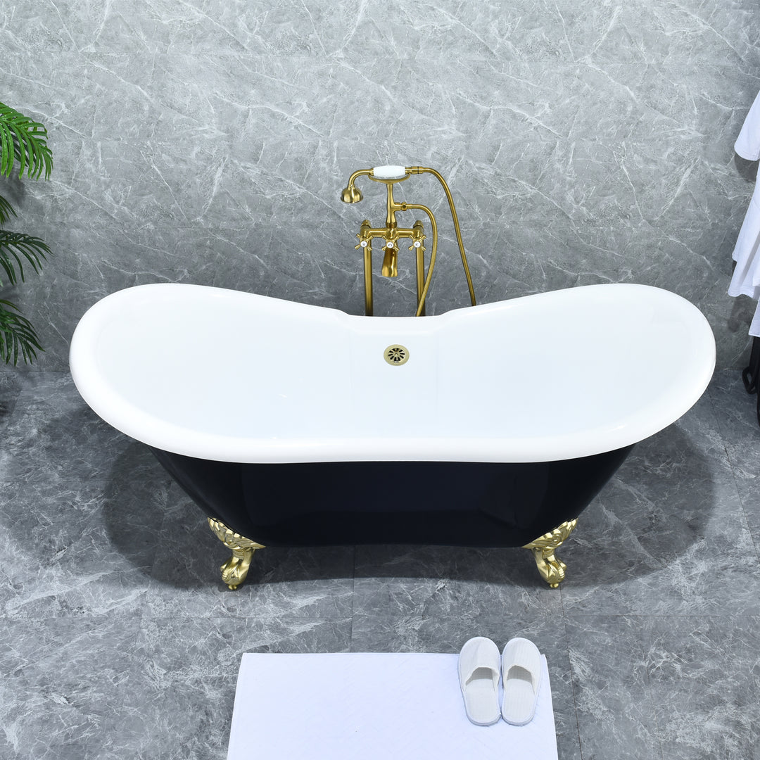 Force Vintage Style Cross Handle Claw Foot Floor Mounted Tub Filler