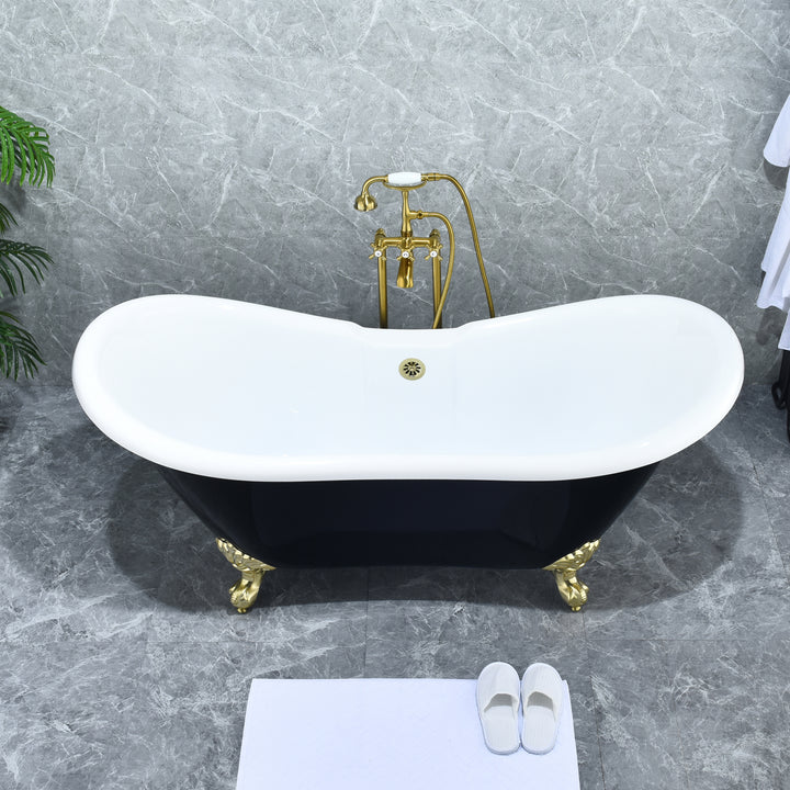 Force Vintage Style Cross Handle Claw Foot Floor Mounted Tub Filler