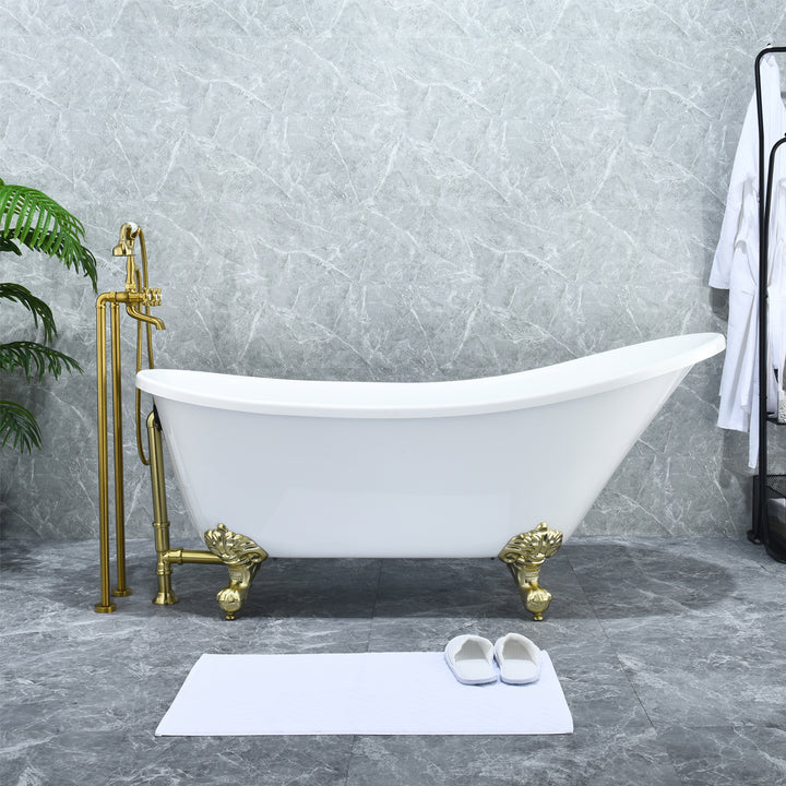 Force Vintage Style Cross Handle Claw Foot Floor Mounted Tub Filler