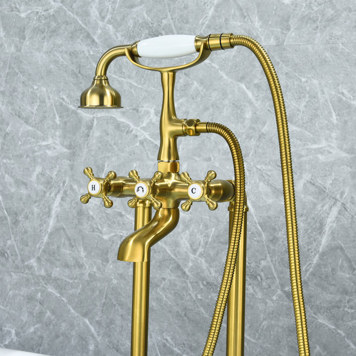 Force Vintage Style Cross Handle Claw Foot Floor Mounted Tub Filler