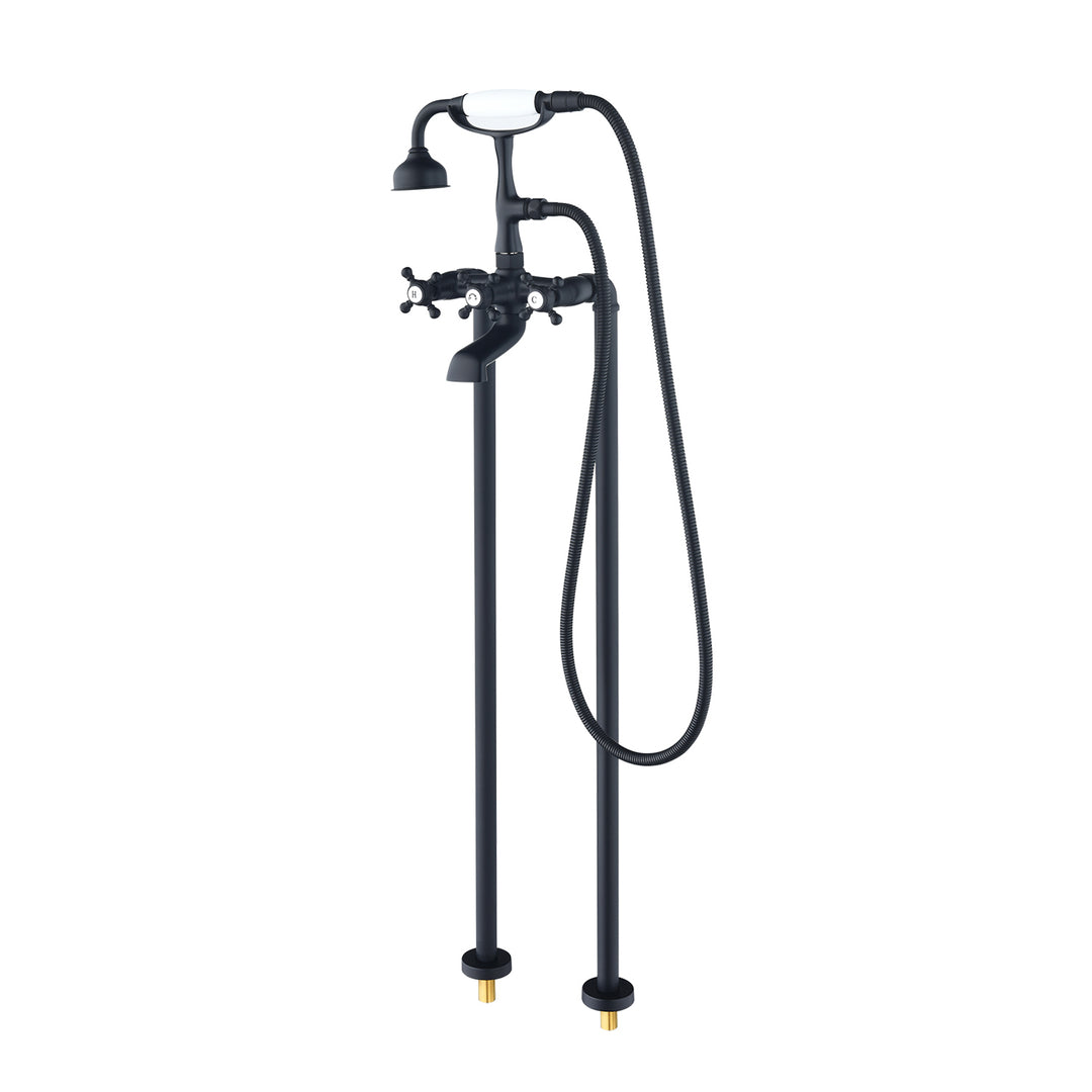Force Vintage Style Cross Handle Claw Foot Floor Mounted Tub Filler