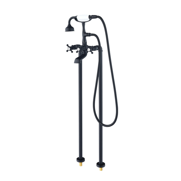 Force Vintage Style Cross Handle Claw Foot Floor Mounted Tub Filler
