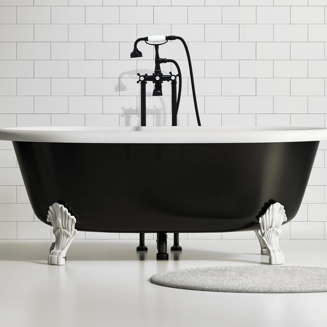 Force Vintage Style Cross Handle Claw Foot Floor Mounted Tub Filler