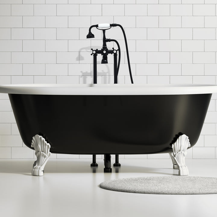 Force Vintage Style Cross Handle Claw Foot Floor Mounted Tub Filler