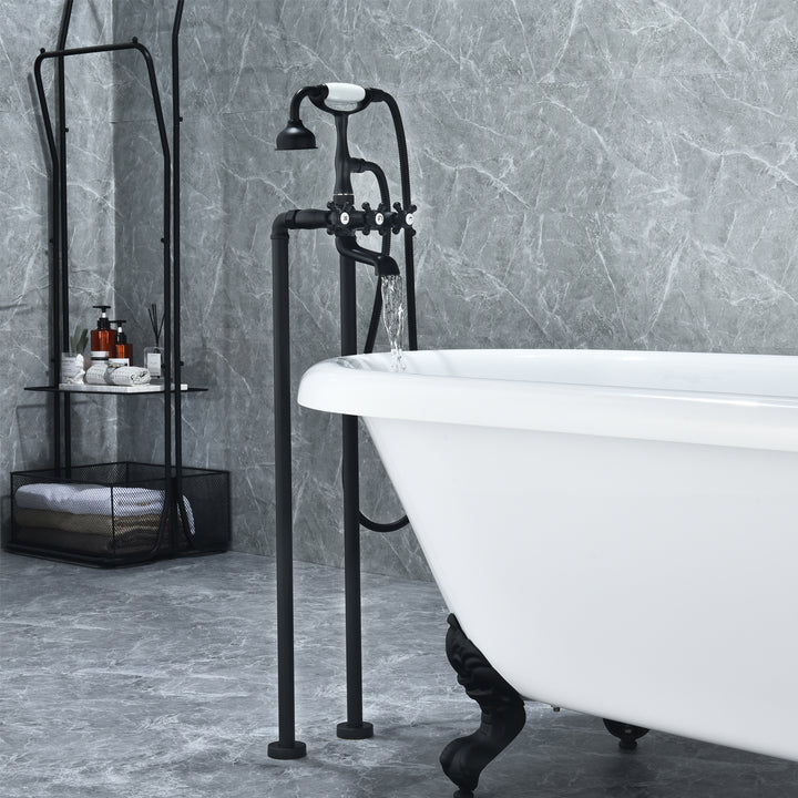 Force Vintage Style Cross Handle Claw Foot Floor Mounted Tub Filler