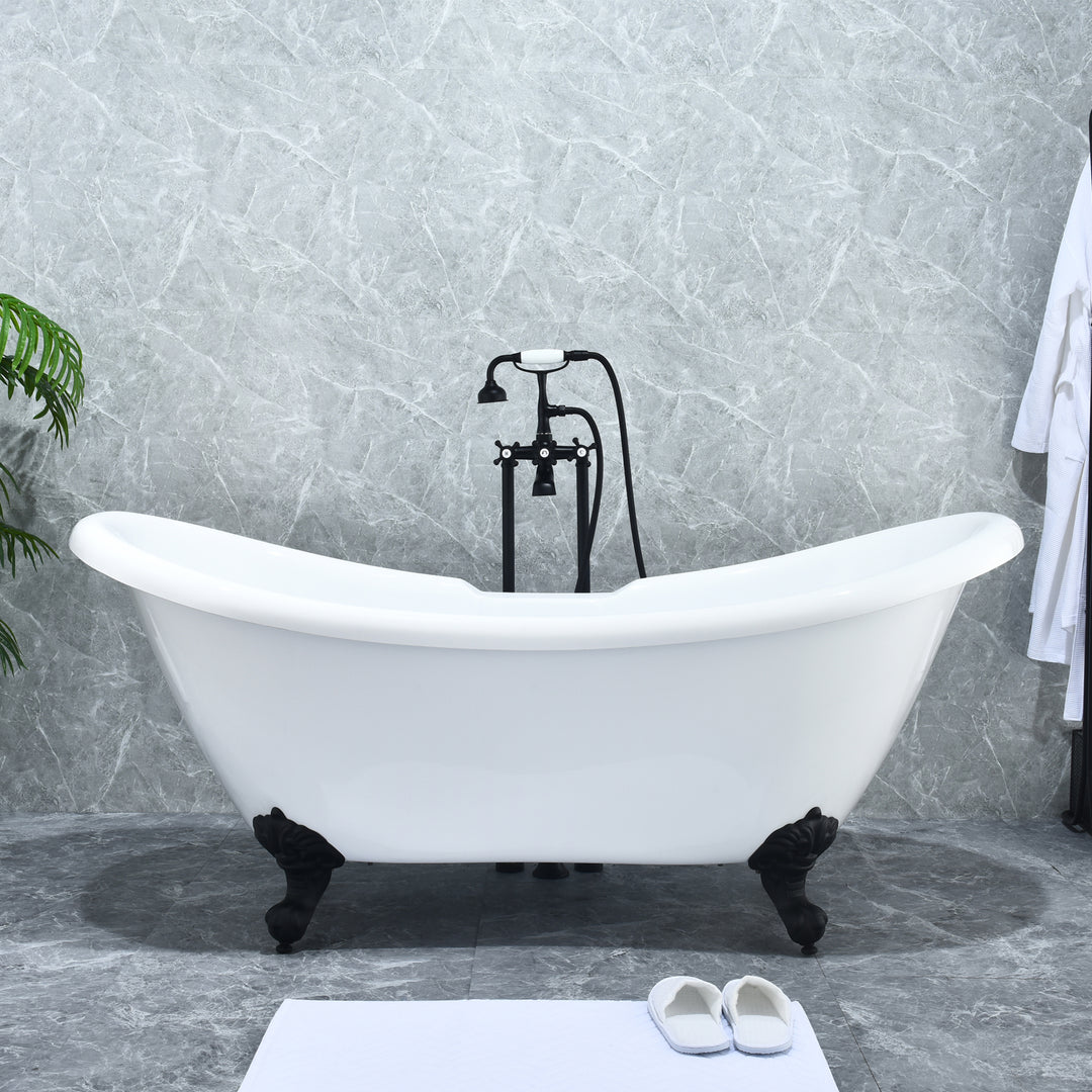 Force Vintage Style Cross Handle Claw Foot Floor Mounted Tub Filler