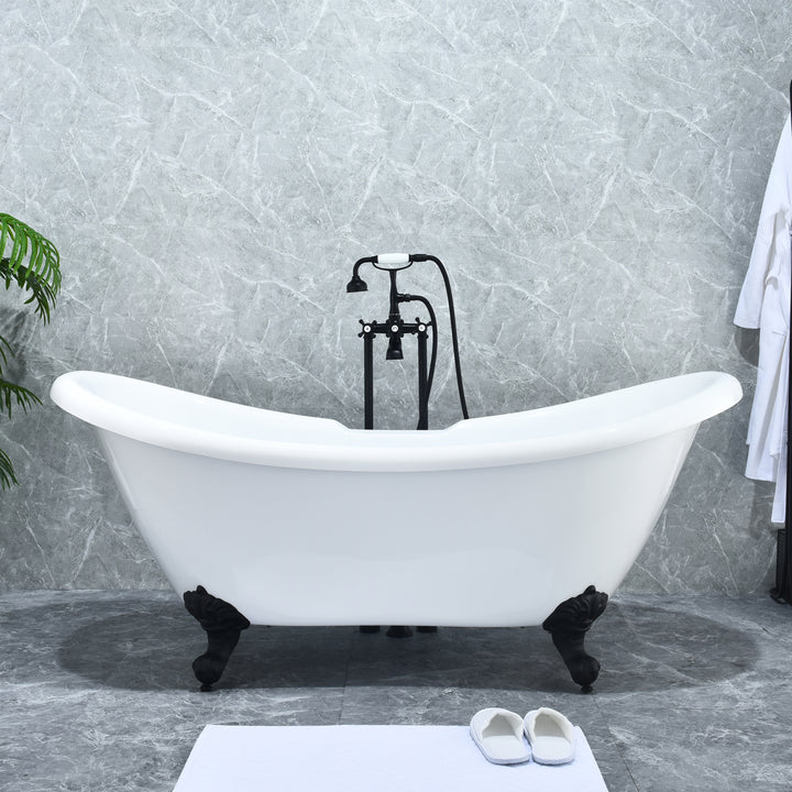 Force Vintage Style Cross Handle Claw Foot Floor Mounted Tub Filler