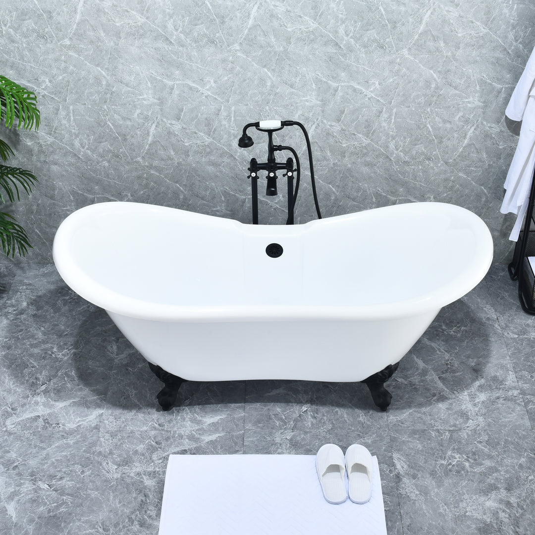 Force Vintage Style Cross Handle Claw Foot Floor Mounted Tub Filler