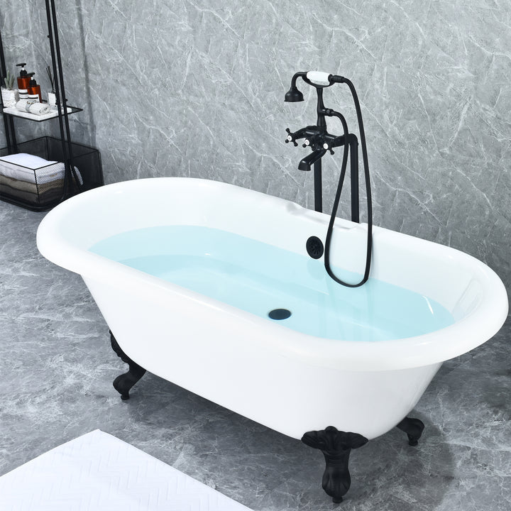 Force Vintage Style Cross Handle Claw Foot Floor Mounted Tub Filler