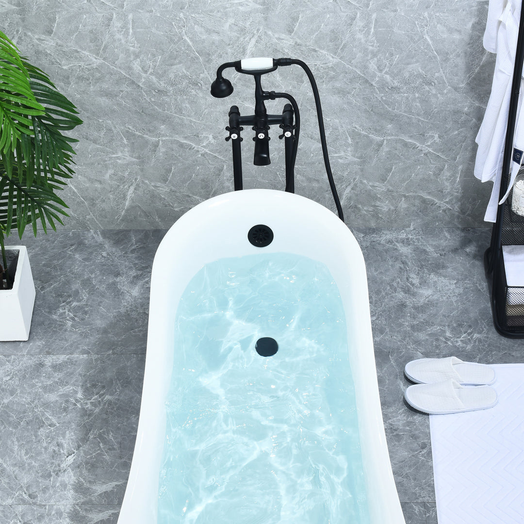 Force Vintage Style Cross Handle Claw Foot Floor Mounted Tub Filler
