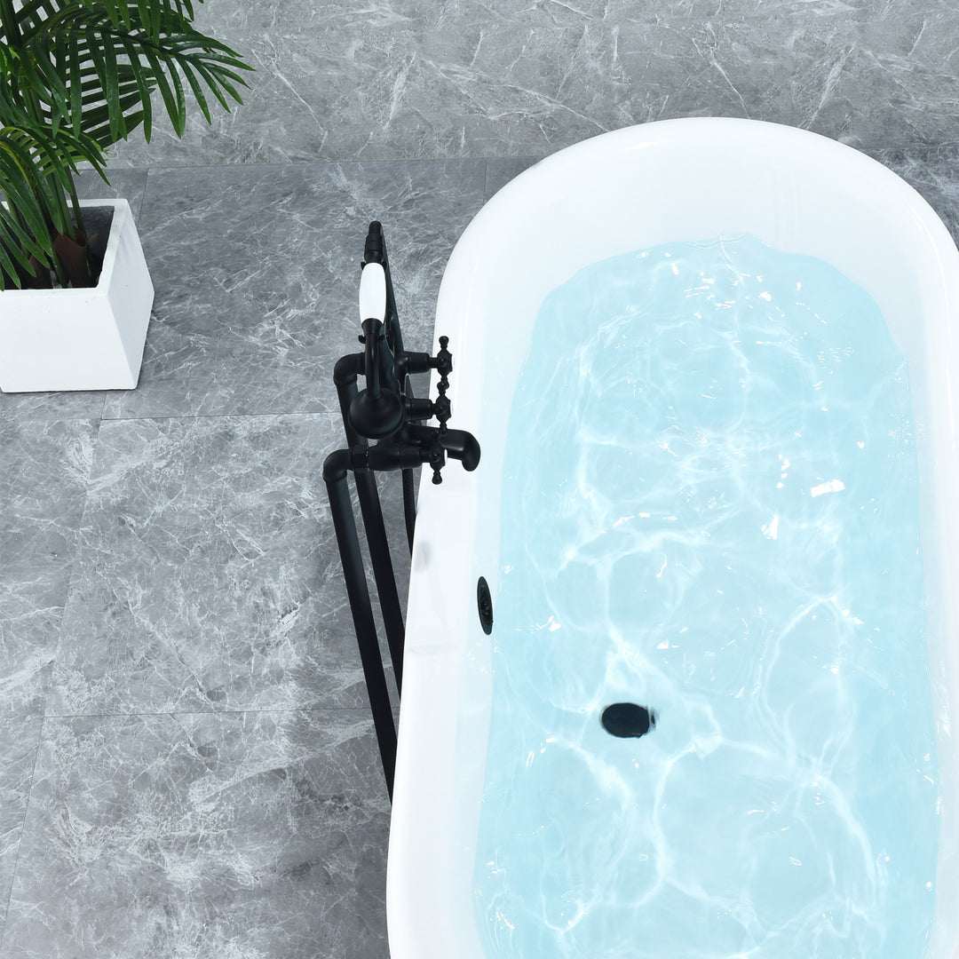 Force Vintage Style Cross Handle Claw Foot Floor Mounted Tub Filler