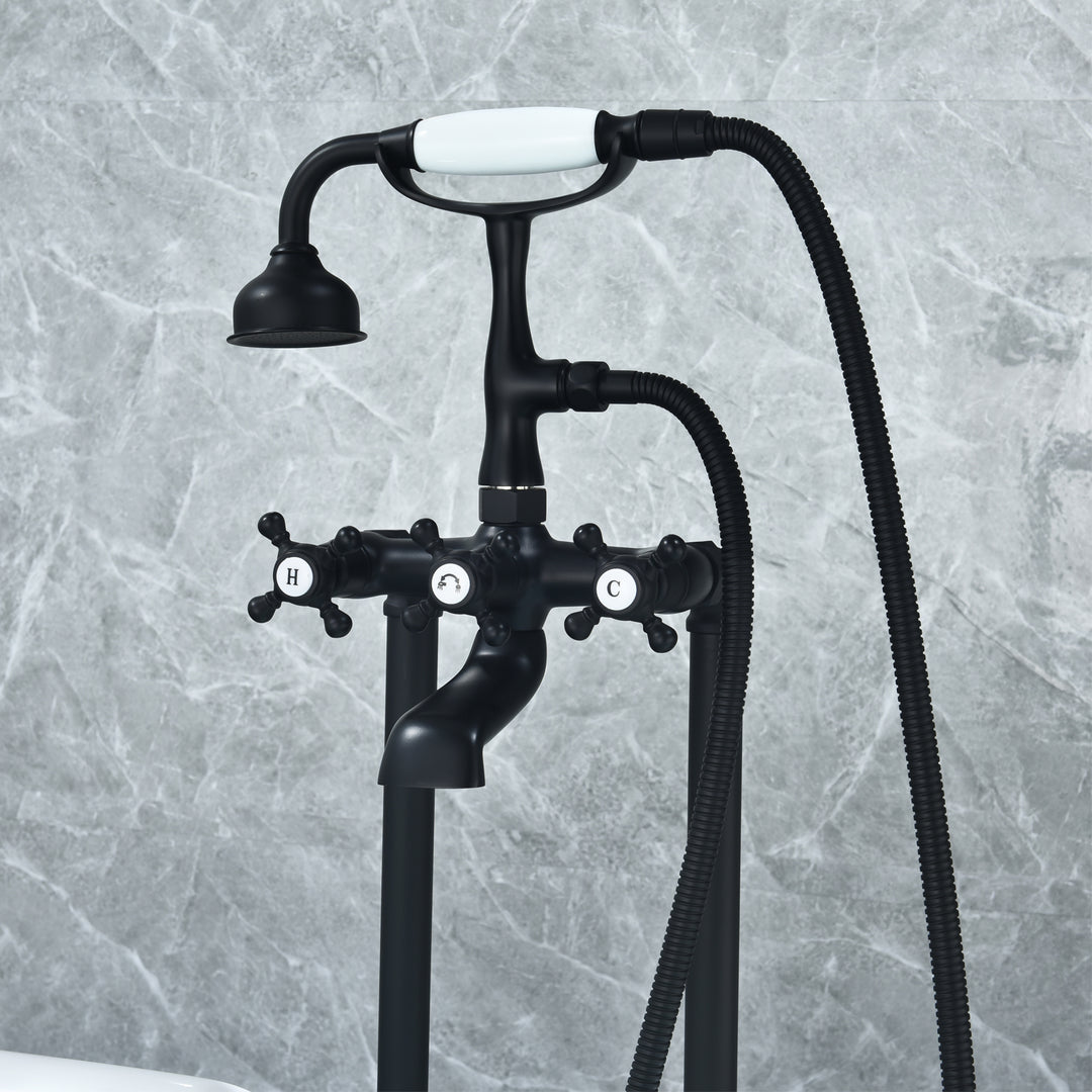 Force Vintage Style Cross Handle Claw Foot Floor Mounted Tub Filler