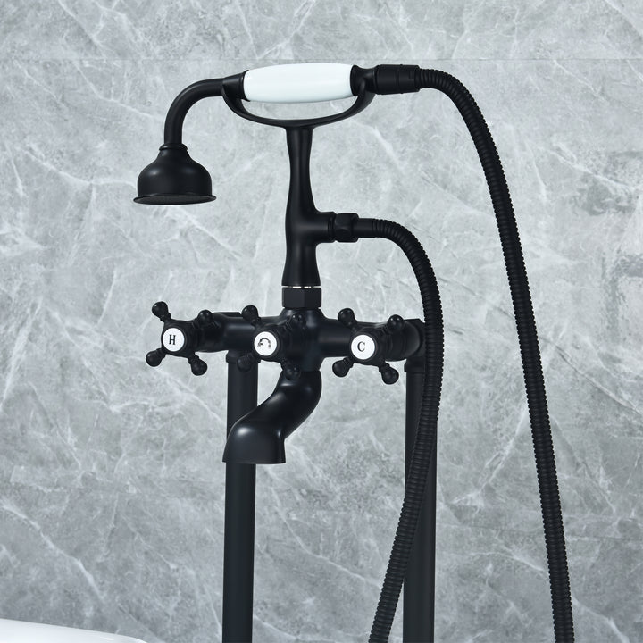 Force Vintage Style Cross Handle Claw Foot Floor Mounted Tub Filler