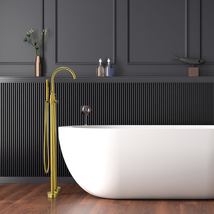 Gnosall Double Lever Handle Freestanding Floor Mounted Tub Filler