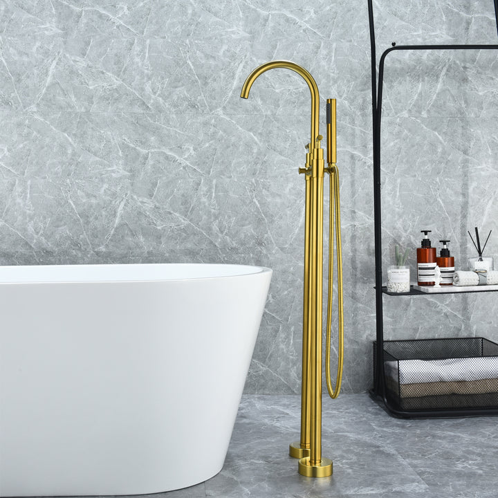 Gnosall Double Lever Handle Freestanding Floor Mounted Tub Filler