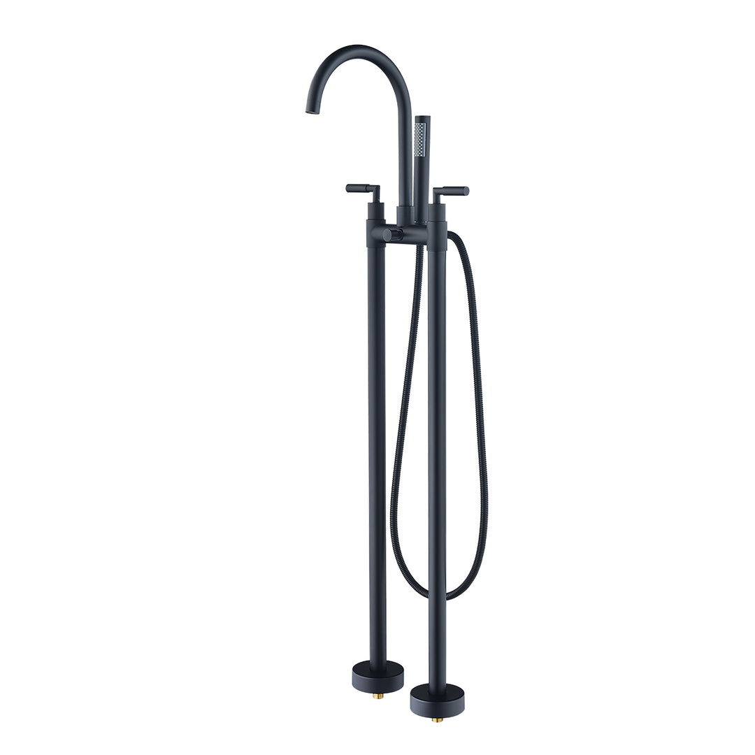 Gnosall Double Lever Handle Freestanding Floor Mounted Tub Filler