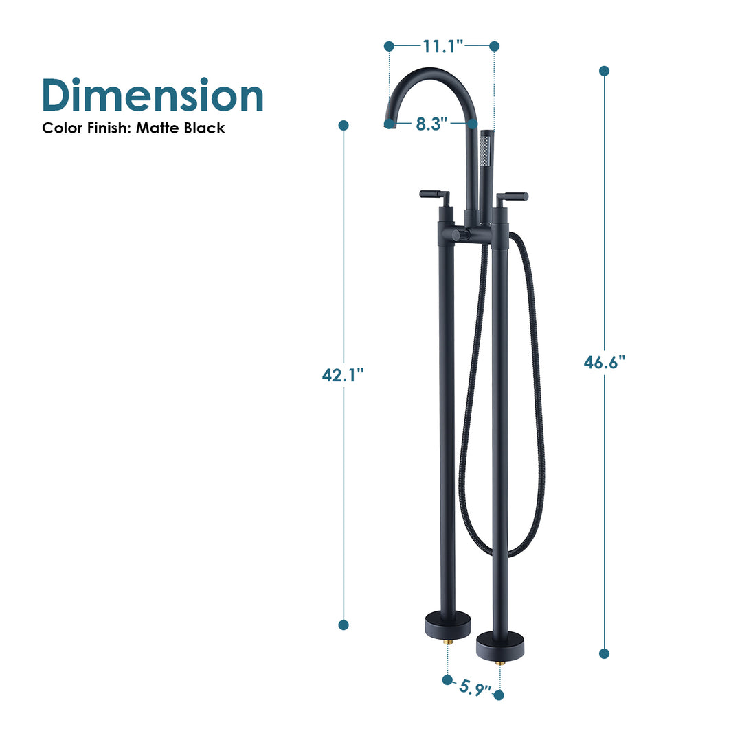 Gnosall Double Lever Handle Freestanding Floor Mounted Tub Filler