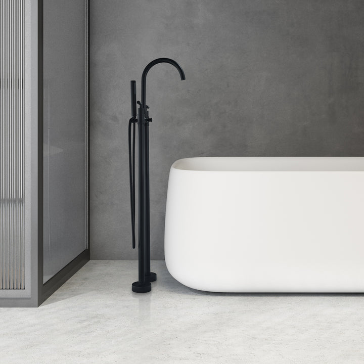 Gnosall Double Lever Handle Freestanding Floor Mounted Tub Filler