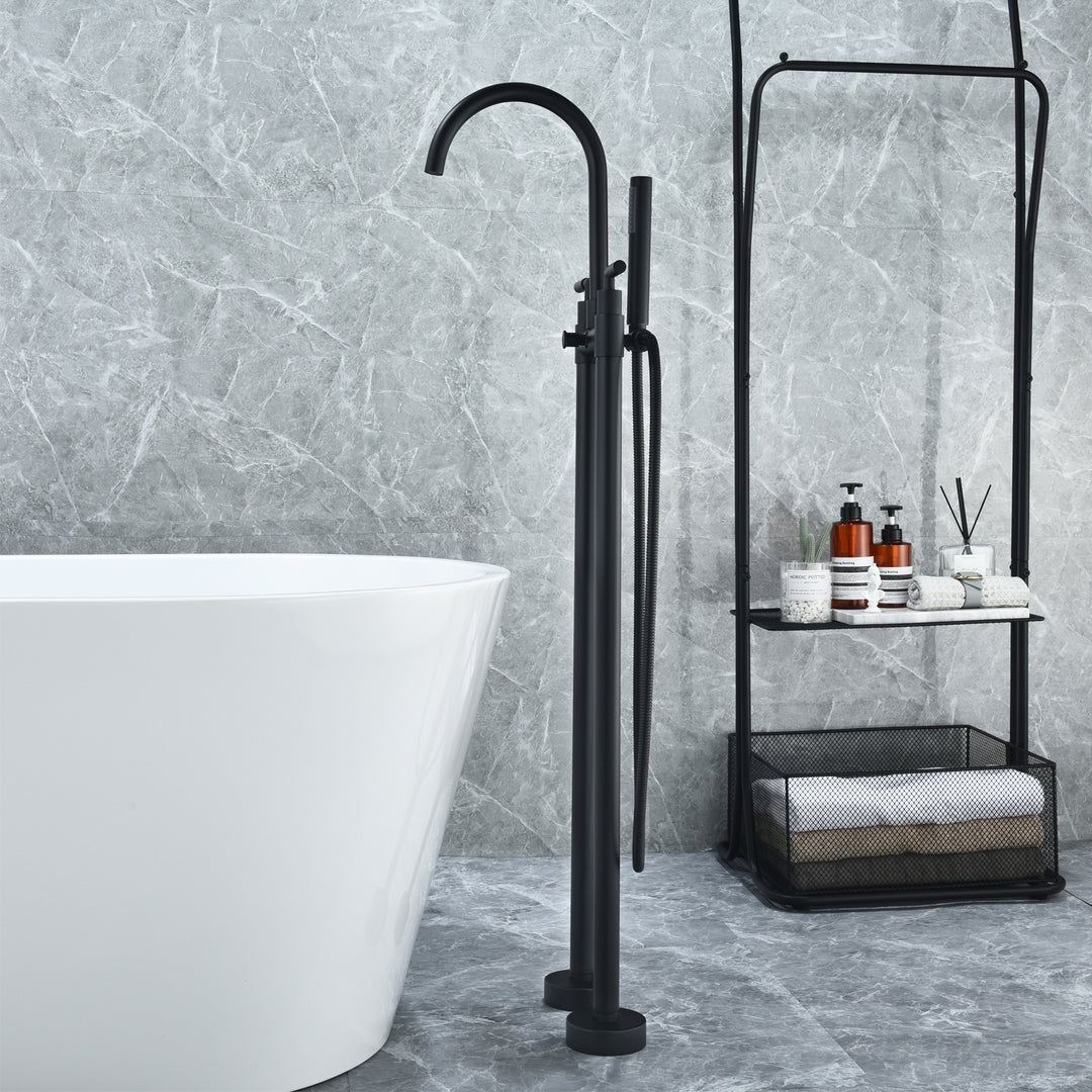 Gnosall Double Lever Handle Freestanding Floor Mounted Tub Filler