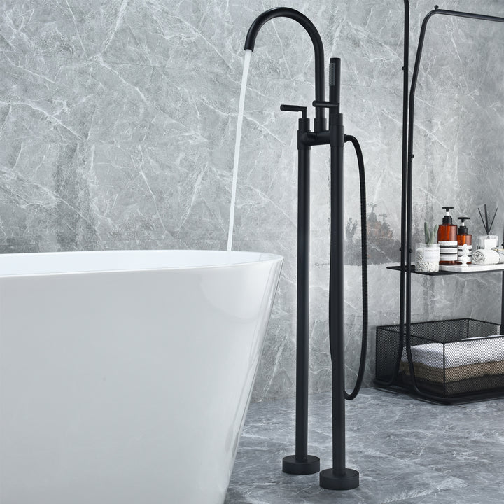 Gnosall Double Lever Handle Freestanding Floor Mounted Tub Filler