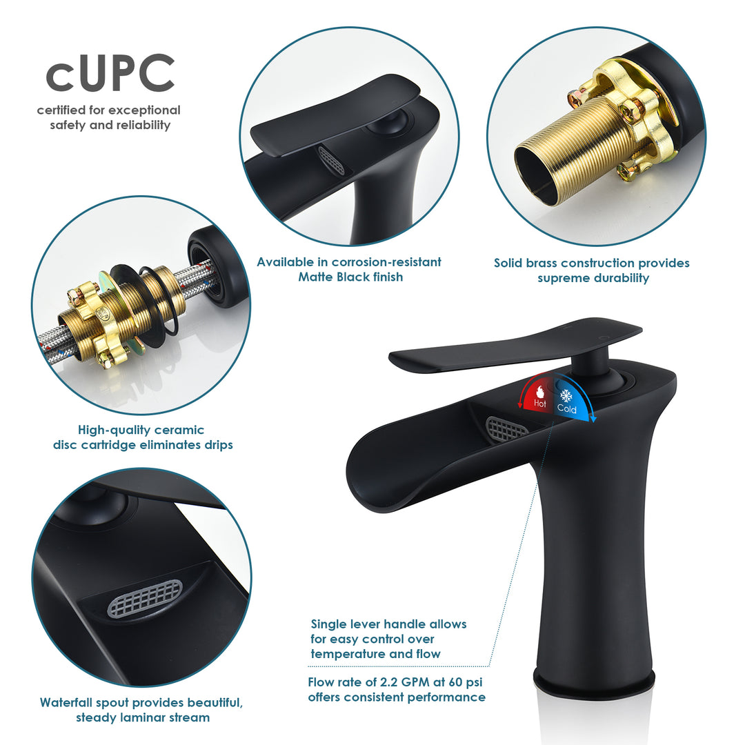 Mayen Single Hole Single-Handle Waterfall Bathroom Faucet