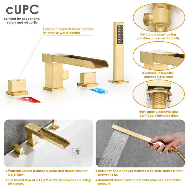 Nairn Deck-Mount Roman Waterfall Tub Filler