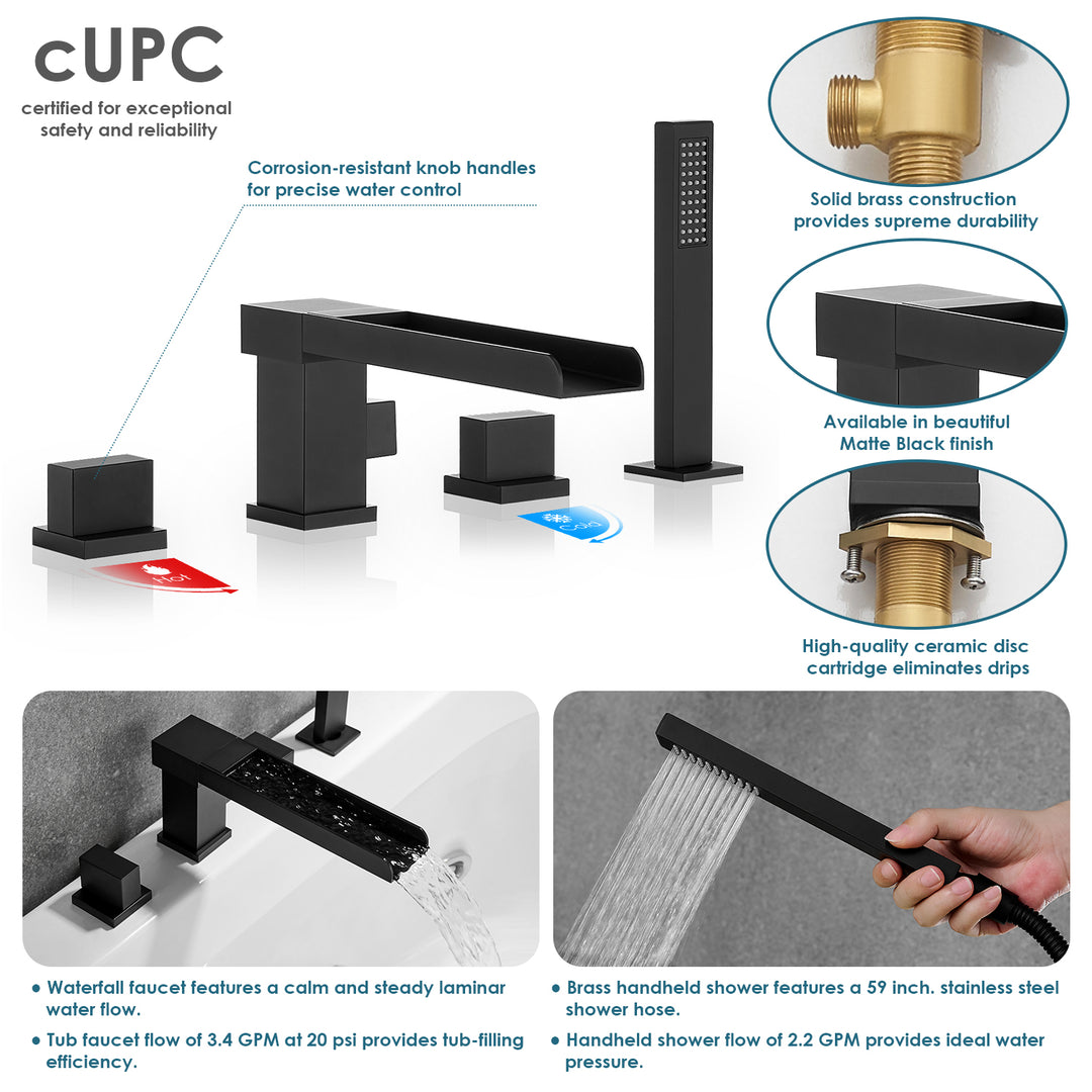 Nairn Deck-Mount Roman Waterfall Tub Filler