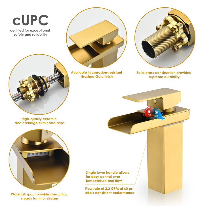 Sassor Single Hole Single-Handle Waterfall Bathroom Faucet