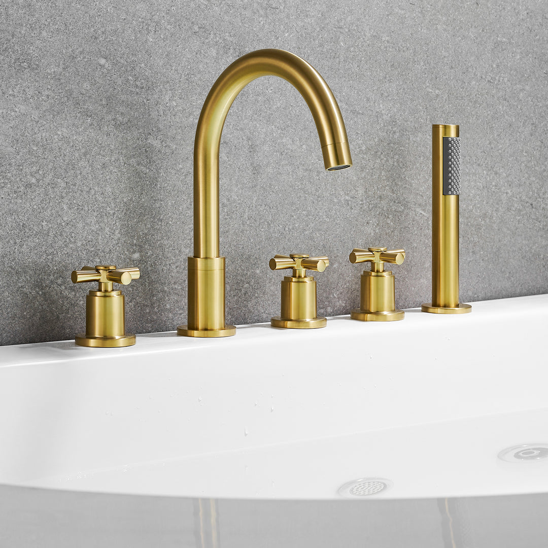 Sorlia Cross Handles Deck-Mount Roman Tub Faucet