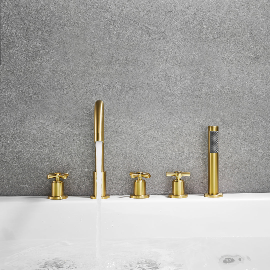 Sorlia Cross Handles Deck-Mount Roman Tub Faucet
