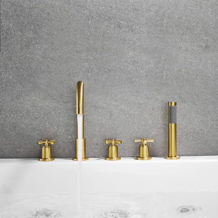 Sorlia Cross Handles Deck-Mount Roman Tub Faucet