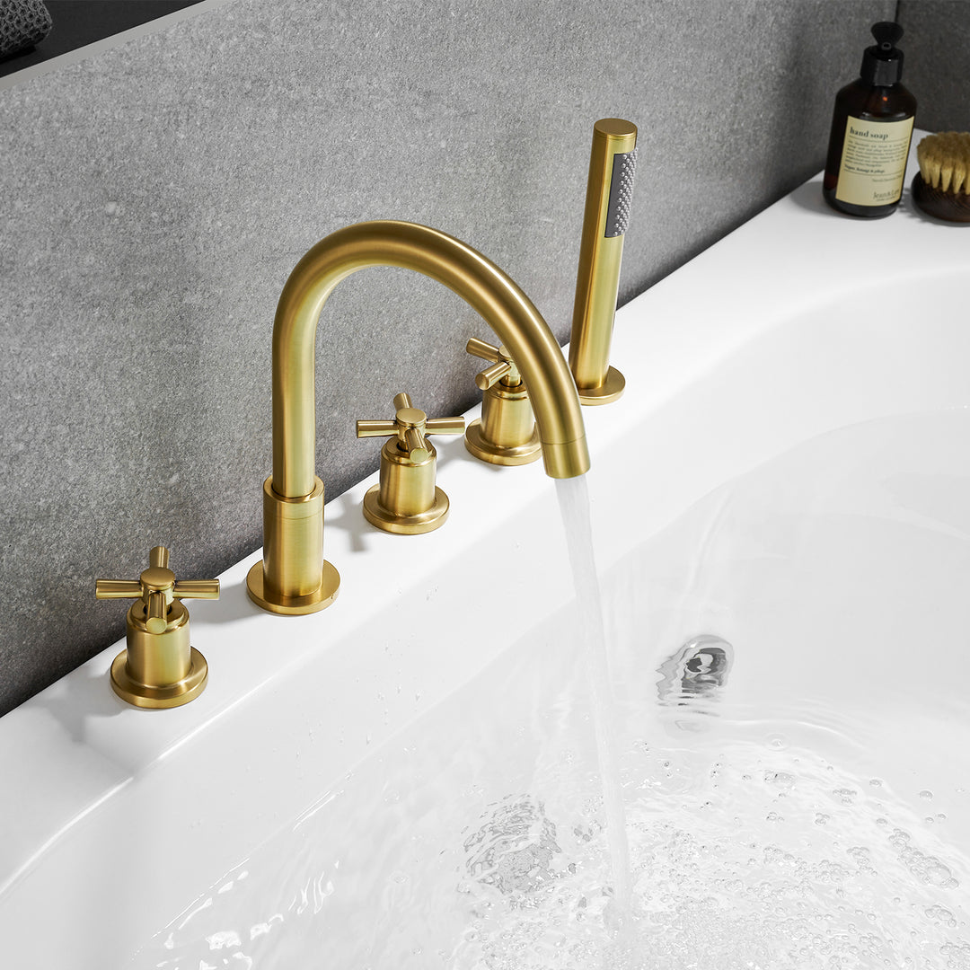 Sorlia Cross Handles Deck-Mount Roman Tub Faucet
