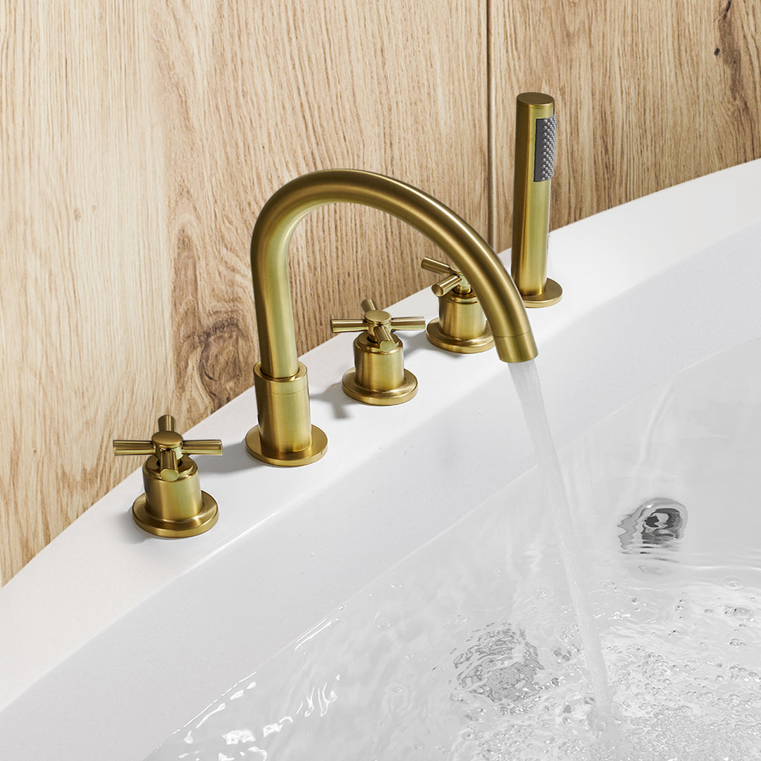Sorlia Cross Handles Deck-Mount Roman Tub Faucet