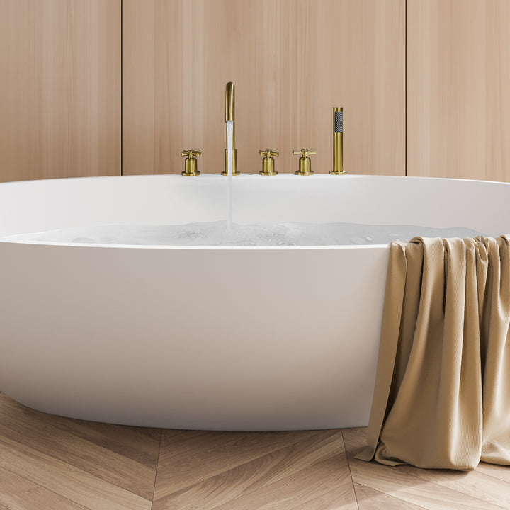 Sorlia Cross Handles Deck-Mount Roman Tub Faucet