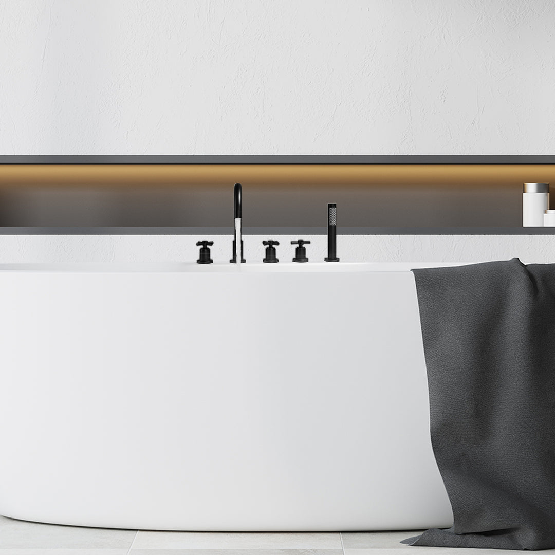 Sorlia Cross Handles Deck-Mount Roman Tub Faucet