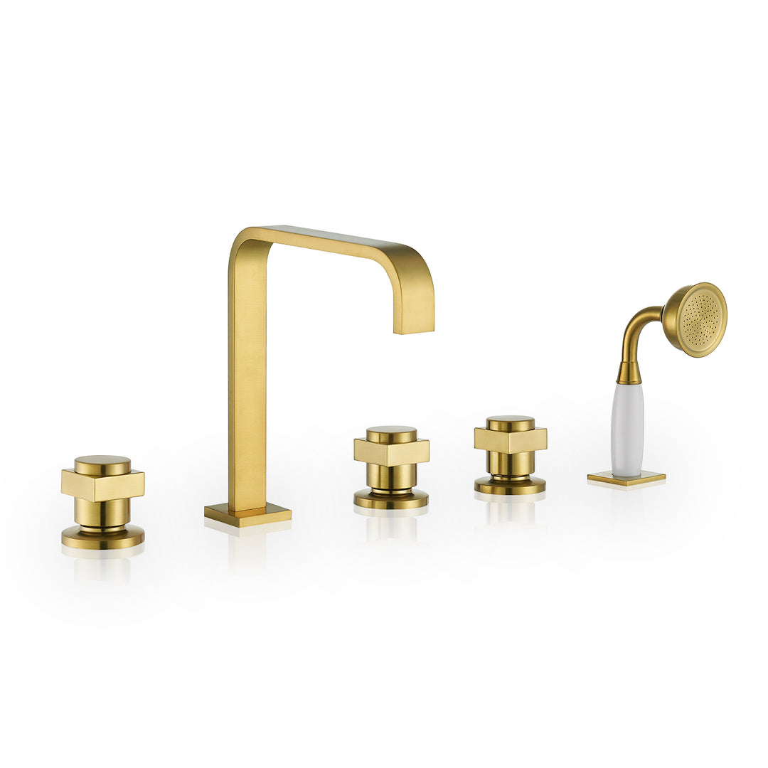 Vikran Triple Handle Deck-Mount Roman Tub Faucet