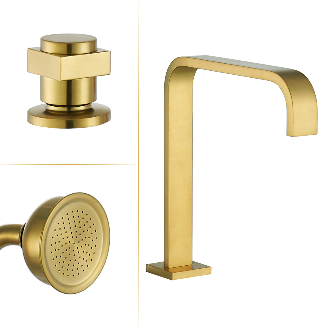 Vikran Triple Handle Deck-Mount Roman Tub Faucet