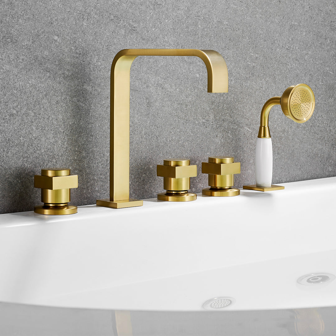 Vikran Triple Handle Deck-Mount Roman Tub Faucet