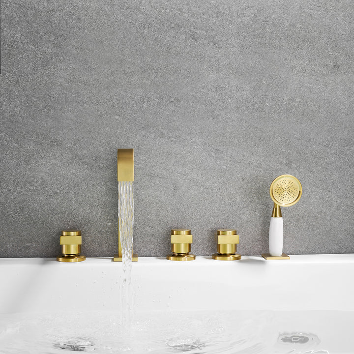 Vikran Triple Handle Deck-Mount Roman Tub Faucet