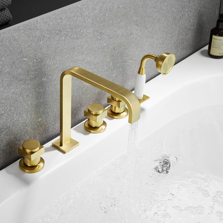 Vikran Triple Handle Deck-Mount Roman Tub Faucet