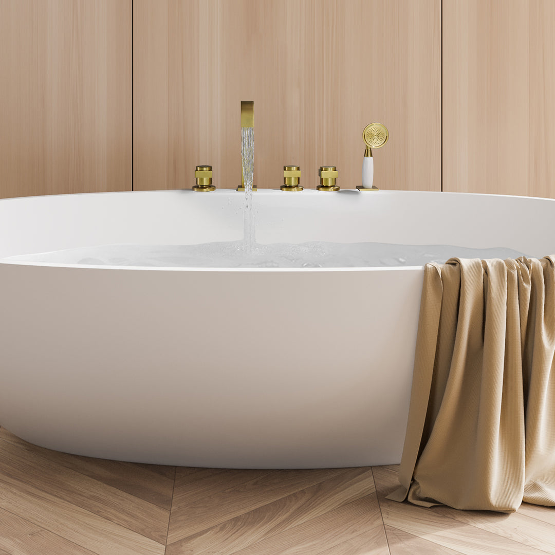 Vikran Triple Handle Deck-Mount Roman Tub Faucet