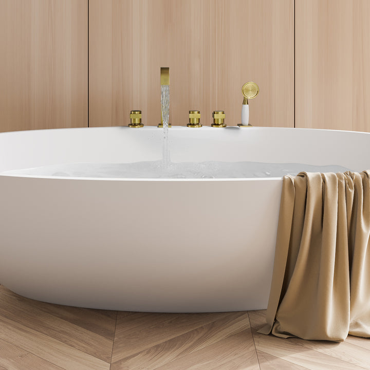 Vikran Triple Handle Deck-Mount Roman Tub Faucet