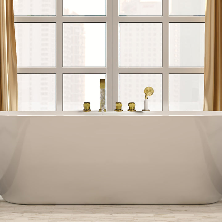 Vikran Triple Handle Deck-Mount Roman Tub Faucet