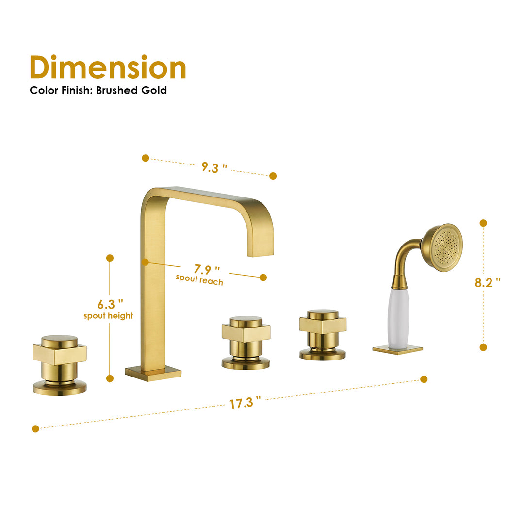 Vikran Triple Handle Deck-Mount Roman Tub Faucet