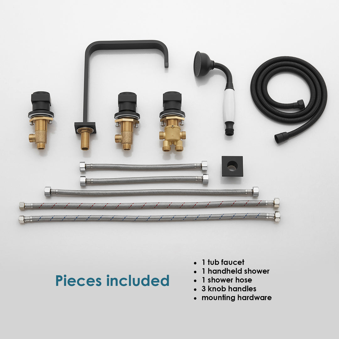 Vikran Triple Handle Deck-Mount Roman Tub Faucet