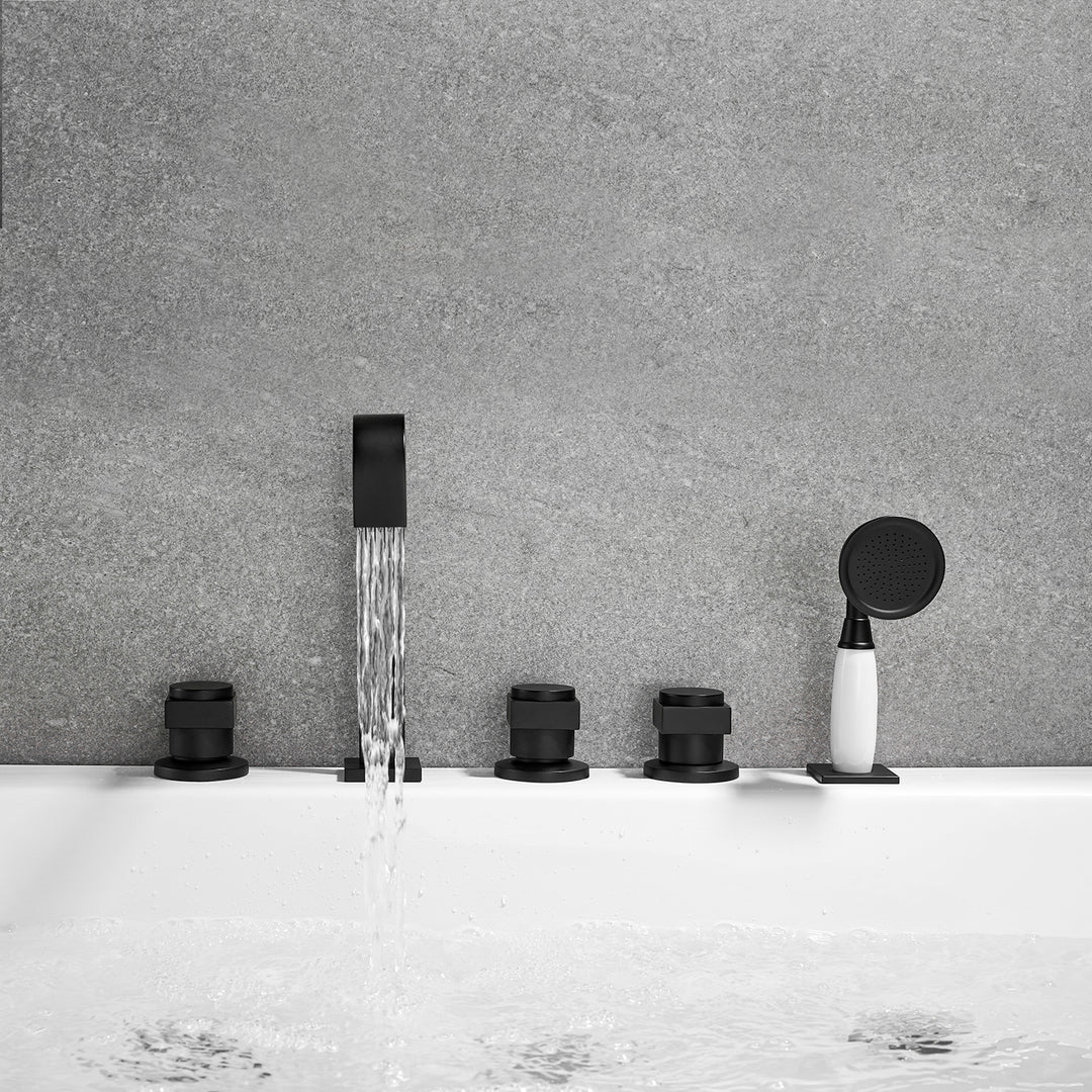 Vikran Triple Handle Deck-Mount Roman Tub Faucet