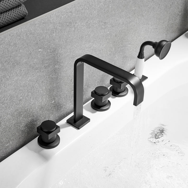 Vikran Triple Handle Deck-Mount Roman Tub Faucet
