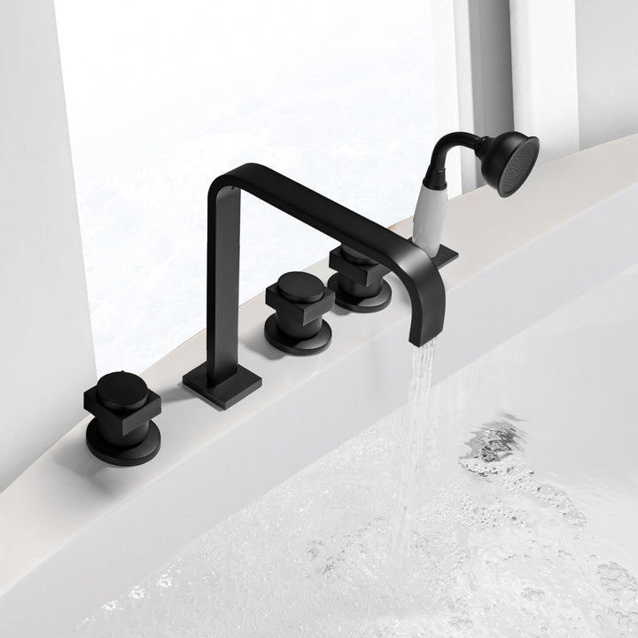 Vikran Triple Handle Deck-Mount Roman Tub Faucet