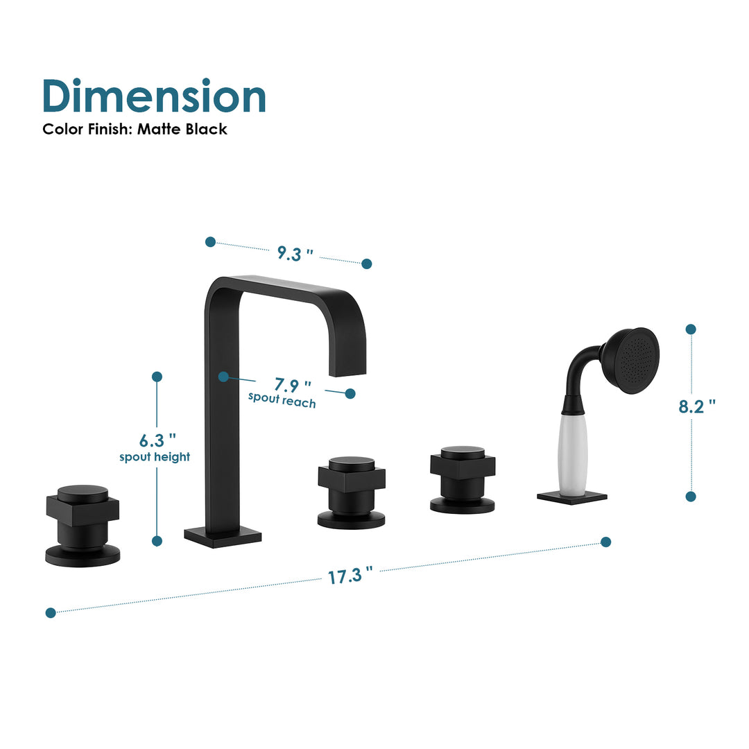 Vikran Triple Handle Deck-Mount Roman Tub Faucet