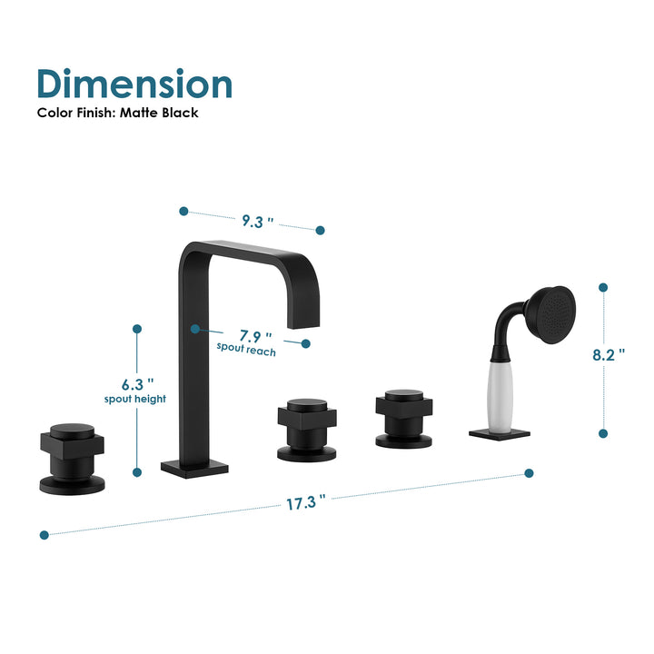 Vikran Triple Handle Deck-Mount Roman Tub Faucet